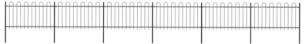 Zahradní plot s obloukem nahoře ocelový 1005 x 100 cm černý 277661