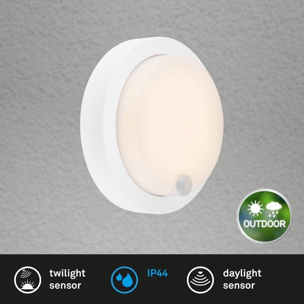 BRILO 3765016 nabíjecí LED svítidlo s pohybovým a soumrakovým senzorem, 17 cm, 4W, 700lm, bílé - BRILO