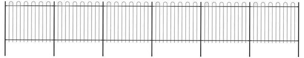 Zahradní plot s obloukem nahoře ocelový 1005 x 150 cm černý 277679