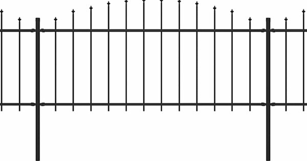 Zahradní plot s hroty ocel (0,5–0,75) x 3,4 m černý 277704
