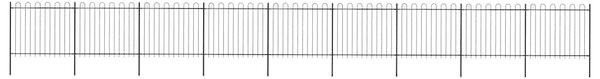 Zahradní plot s obloukem nahoře ocelový 1506 x 150 cm černý 277682