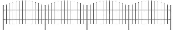Zahradní plot s kopím nahoře ocelový 671 x 100 cm černý 277715