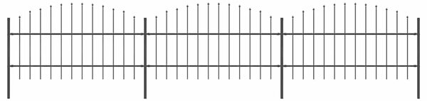 Zahradní plot s kopím nahoře ocelový 504 x 100 cm černý 277714
