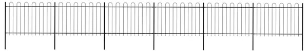 Zahradní plot s obloukem nahoře ocelový 1005 x 120 cm černý 277670