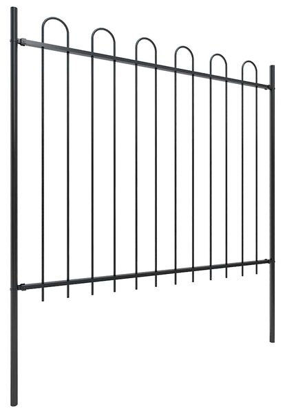 Zahradní plot s obloukem nahoře ocelový 1172 x 150 cm černý 277680