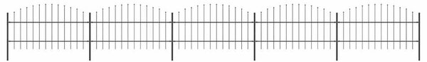 Zahradní plot s kopím nahoře ocelový 838 x 100 cm černý 277716