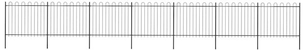 Zahradní plot s obloukem nahoře ocelový 1172 x 150 cm černý 277680