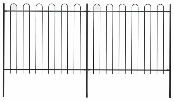 Zahradní plot s obloukem nahoře ocelový 337 x 150 cm černý 277675