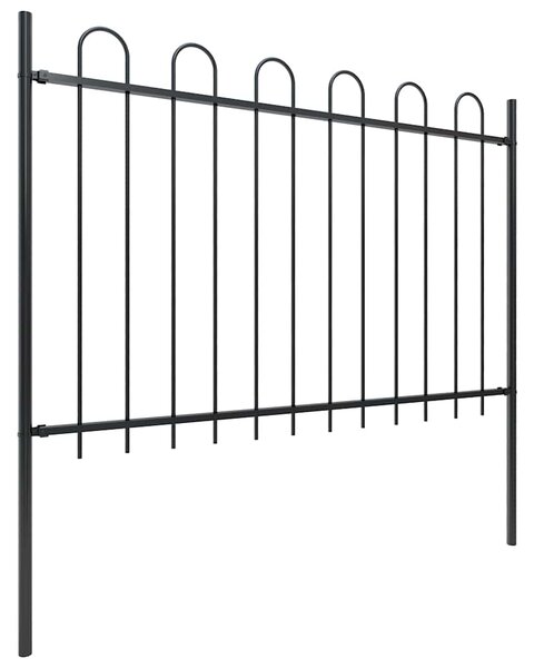 Zahradní plot s obloukem nahoře ocelový 1339 x 120 cm černý 277672