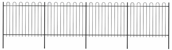Zahradní plot s obloukem nahoře ocelový 671 x 150 cm černý 277677
