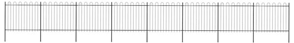 Zahradní plot s obloukem nahoře ocelový 1339 x 150 cm černý 277681