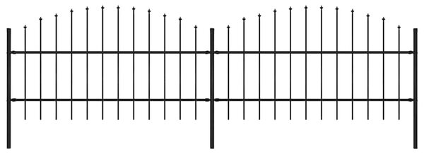 Zahradní plot s kopím nahoře ocelový 337 x 100 cm černý 277713