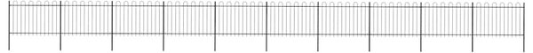 Zahradní plot s obloukem nahoře ocelový 1673 x 120 cm černý 277674