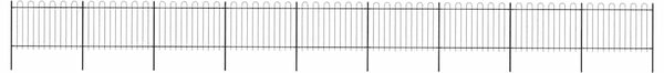 Zahradní plot s obloukem nahoře ocelový 1506 x 120 cm černý 277673