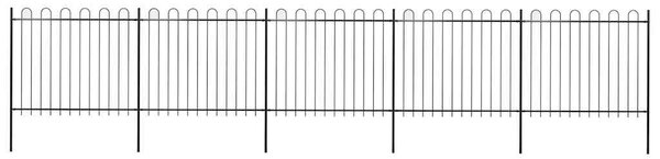 Zahradní plot s obloukem nahoře ocelový 838 x 150 cm černý 277678