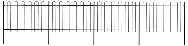 Zahradní plot s obloukem nahoře ocelový 671 x 120 cm černý 277668