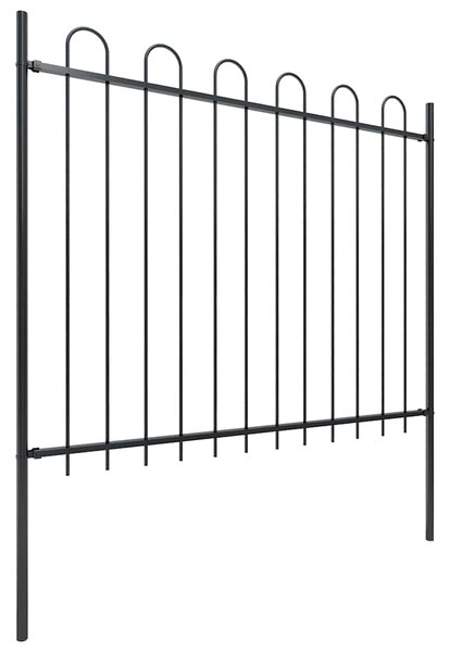 Zahradní plot s obloukem nahoře ocelový 1005 x 150 cm černý 277679