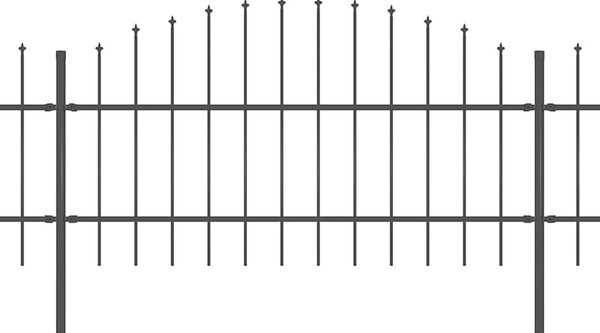 Zahradní plot s kopím nahoře ocelový 1506 x 100 cm černý 277720