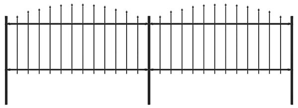 Zahradní plot s hroty ocel (0,5–0,75) x 3,4 m černý 277704