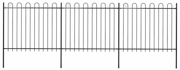 Zahradní plot s obloukem nahoře ocelový 504 x 150 cm černý 277676