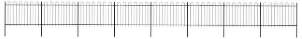 Zahradní plot s obloukem nahoře ocelový 1339 x 120 cm černý 277672