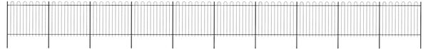 Zahradní plot s obloukem nahoře ocelový 1673 x 150 cm černý 277683