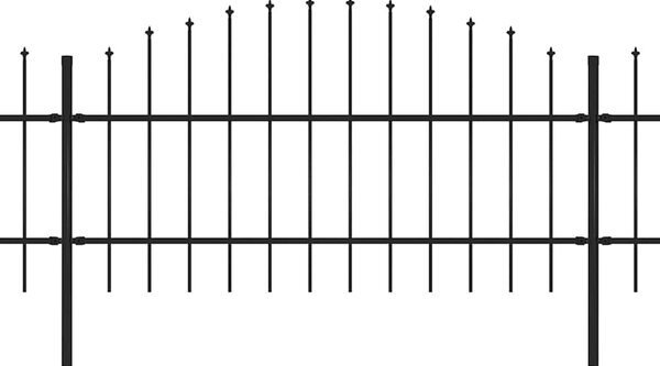 Zahradní plot s kopím nahoře ocelový 1673 x 100 cm černý 277721