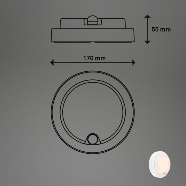 BRILO 3765016 nabíjecí LED svítidlo s pohybovým a soumrakovým senzorem, 17 cm, 4W, 700lm, bílé - BRILO