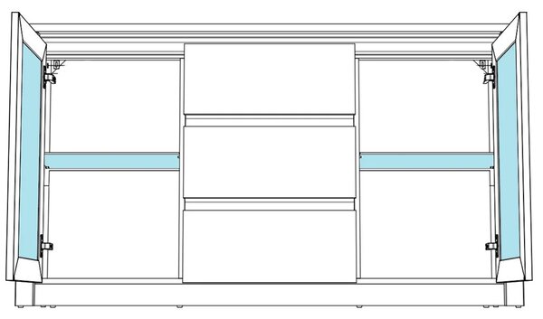 Obývací stěna s komodou MONTANA d | 6 dílů | 280 cm + 140 cm + 120x60 cm | lefkas