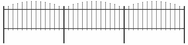 Zahradní plot s kopím nahoře ocelový 504 x 75 cm černý 277705