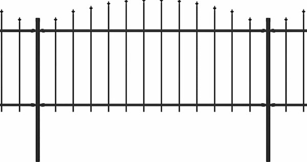 Zahradní plot s kopím nahoře ocelový 504 x 75 cm černý 277705