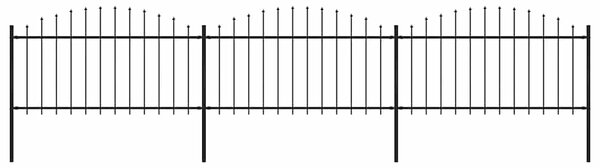Zahradní plot s kopím nahoře ocelový 504 x 150 cm černý 277732