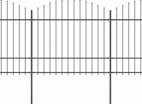 Zahradní plot s kopím nahoře ocelový 1005 x 175 cm černý 277744