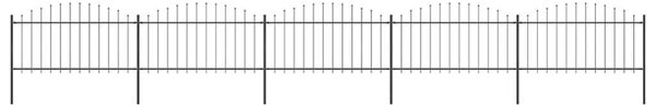 Zahradní plot s kopím nahoře ocelový 838 x 150 cm černý 277734