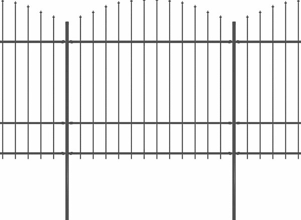 Zahradní plot s kopím nahoře ocelový 671 x 175 cm černý 277742