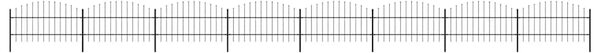 Zahradní plot s kopím nahoře ocelový 1339 x 100 cm černý 277719