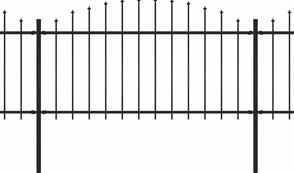 Zahradní plot s kopím nahoře ocelový 1673 x 150 cm černý 277739
