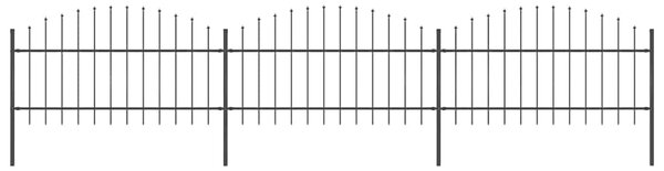 Zahradní plot s kopím nahoře ocelový 504 x 125 cm černý 277723