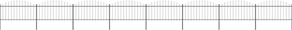 Zahradní plot s kopím nahoře ocelový 1339 x 150 cm černý 277737