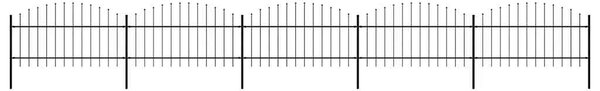 Zahradní plot s kopím nahoře ocelový 838 x 125 cm černý 277725