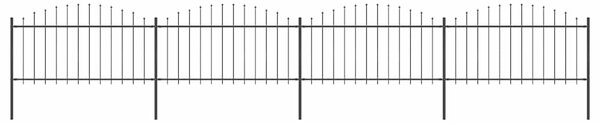 Zahradní plot s kopím nahoře ocelový 671 x 150 cm černý 277733