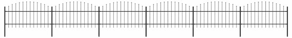 Zahradní plot s kopím nahoře ocelový 1005 x 125 cm černý 277726