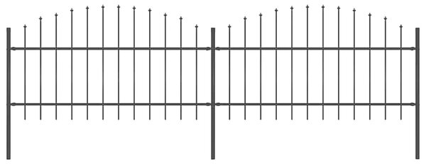 Zahradní plot s kopím nahoře ocelový 337 x 125 cm černý 277722