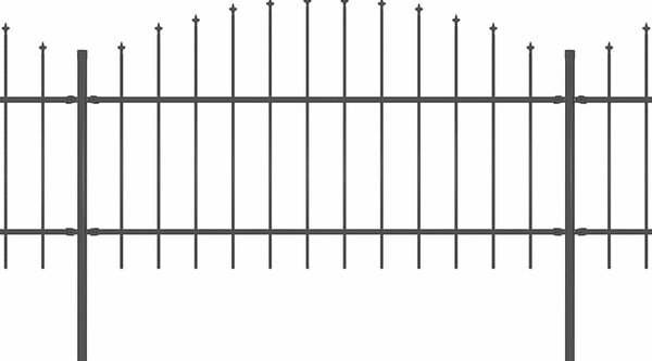 Zahradní plot s kopím nahoře ocelový 671 x 125 cm černý 277724