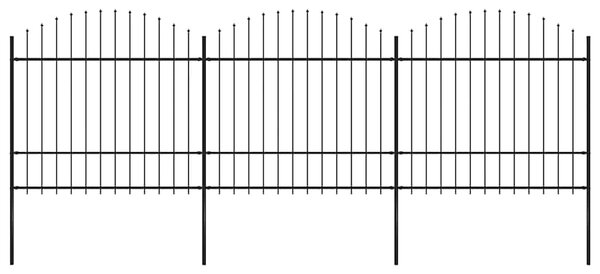 Zahradní plot s kopím nahoře ocelový 504 x 175 cm černý 277741
