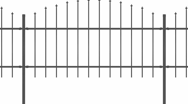 Zahradní plot s kopím nahoře ocelový 1673 x 125 cm černý 277730