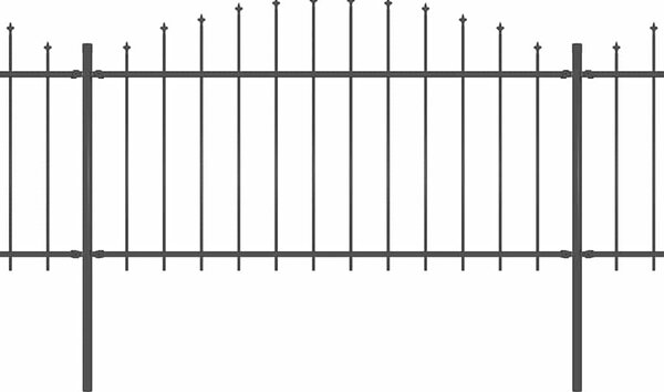 Zahradní plot s kopím nahoře ocelový 1506 x 150 cm černý 277738