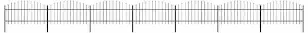 Zahradní plot s kopím nahoře ocelový 1172 x 125 cm černý 277727