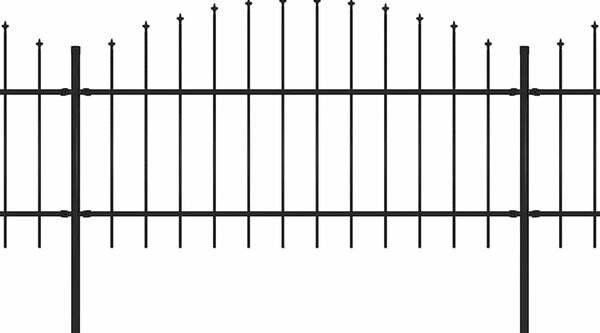 Zahradní plot s kopím nahoře ocelový 1005 x 125 cm černý 277726