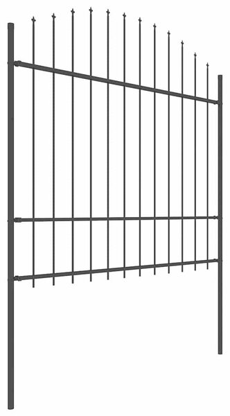 Zahradní plot s kopím nahoře ocelový 504 x 175 cm černý 277741